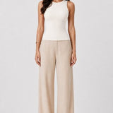 Built-in Bra Round Nk Binding Tank In Soft White