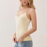 Double Layer At Fy & Bk V Neck Cami Top In Double Cream