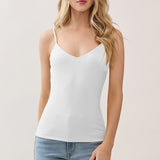 Double Layer At Fy & Bk V Neck Cami Top In Soft White