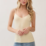 Double Layer At Fy & Bk V Neck Cami Top In Double Cream