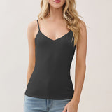 Double Layer At Fy & Bk V Neck Cami Top In Black