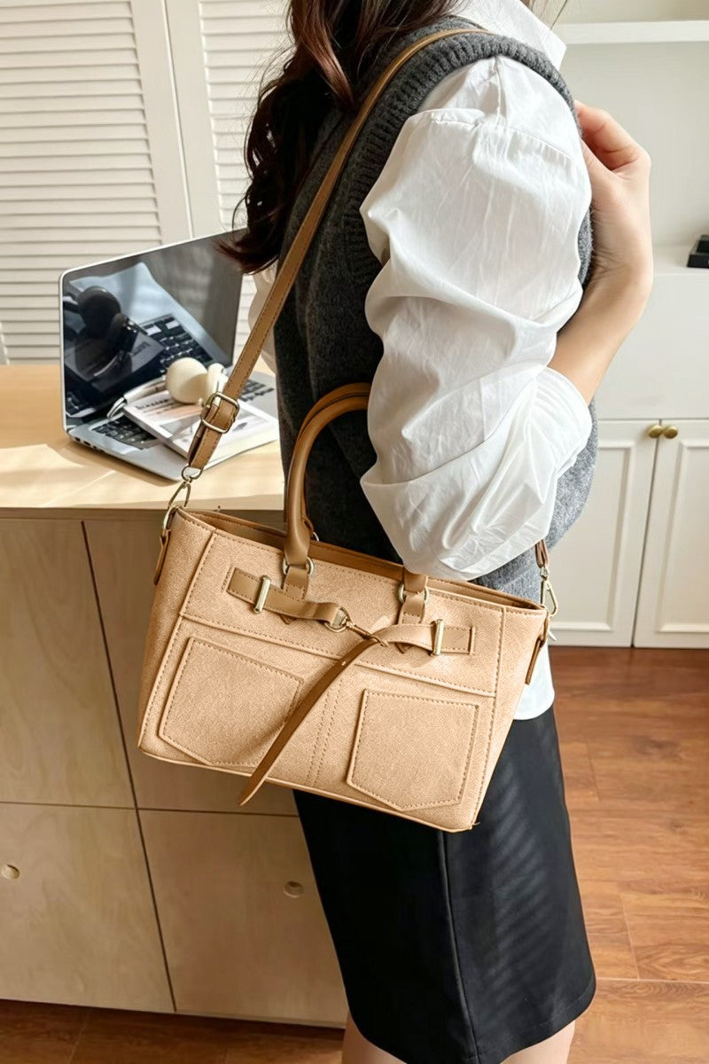 Denim Pocket Patch Tote Bag In Brush - Infinity Raine