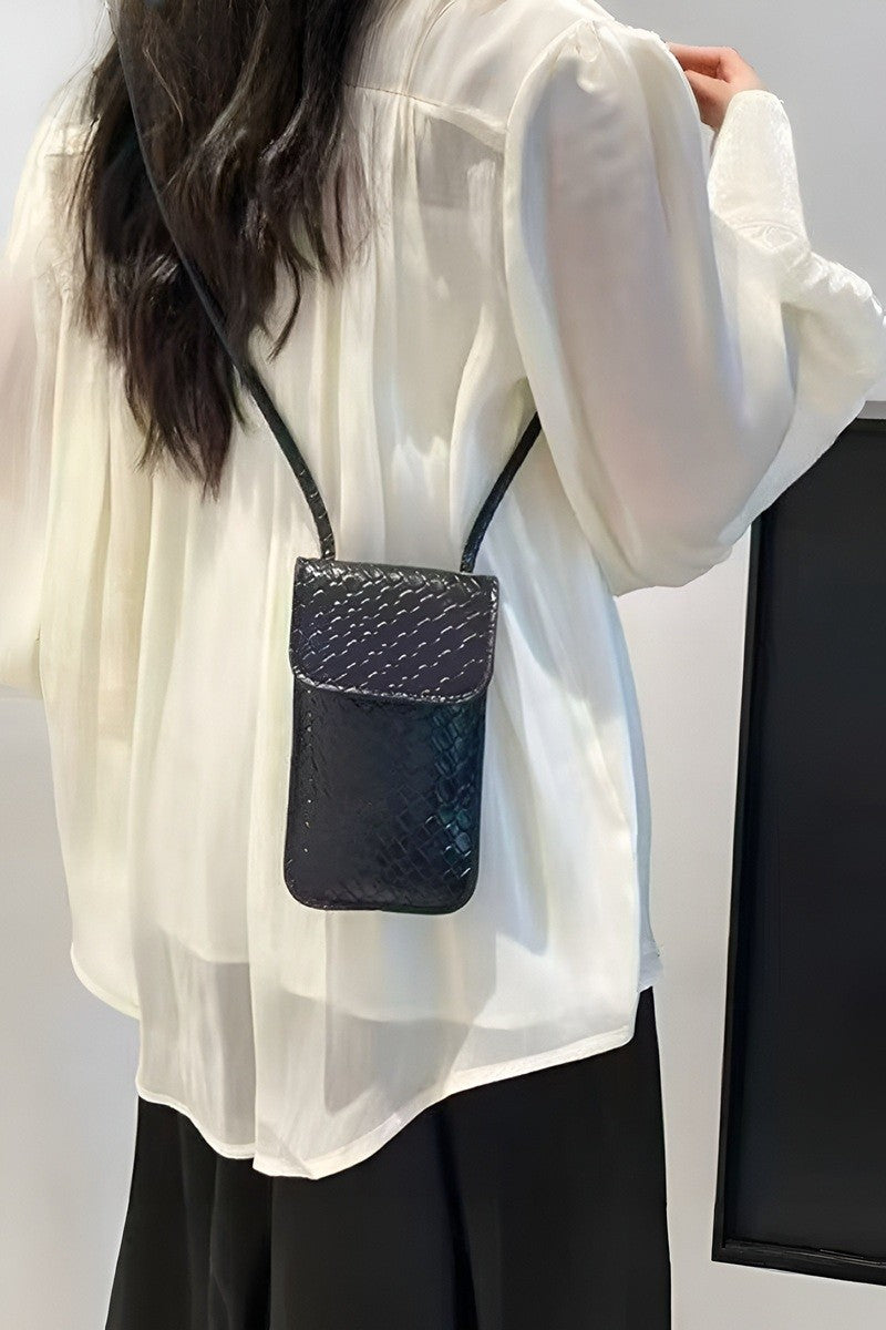 Weave Crossbody Phone Purse In Black - Infinity Raine