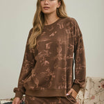 Western Print Crewneck In Brown - Infinity Raine