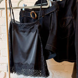 Satin Lace Trim Detail Cami In Black