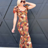 Twist Front Floral Midi Dress