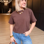 Relaxed Crop Tee In Coffee Bean - Infinity Raine