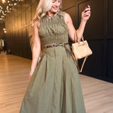Central Park Midi Skirt W Belt in Olive