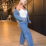 Plot Twist Denim Jacket In Mid Wash