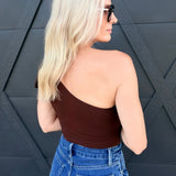 Eve Tie Neck Sleeveless Knit Top In Espresso