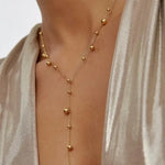 Brisse 18K Gold Non-Tarnish Dressy Beaded Y Lariat Necklace In Gold - Infinity Raine