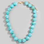 Irregular Marble Resin Beaded Necklace In Turquoise - Infinity Raine