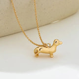 Gold-Tone Dachshund Dog Pendant Necklace - Infinity Raine