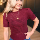 Flynn Netted Sweater Top In Berry