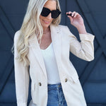 3/4 Sleeve Collared Blazer In Natural - Infinity Raine