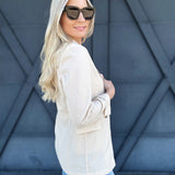 3/4 Sleeve Collared Blazer In Natural - Infinity Raine
