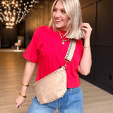 Relaxed Crop Tee In Samba Red