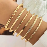 Gold Layered Bangle Set - Mixed Texture Stack - Infinity Raine