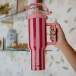 38oz Pink and Wine Pink Striped Tumbler - Infinity Raine