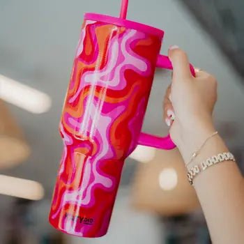 38oz Retro Swirl Tumbler In Hot Pink - Infinity Raine