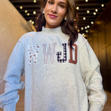 WWJD Embroidered Patchwork Sweatshirt
