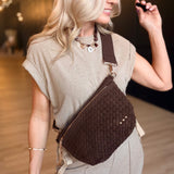 Suede Westlyn Woven Bum Bag In Suede Chocolate