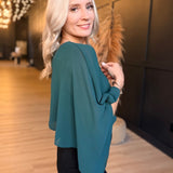 Sheer Chiffon Cape Overlay Sleeveles Round Neck Top In Hunter Green