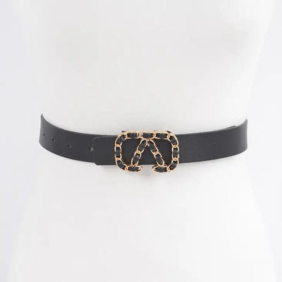Faux Leather Metal Buckle Belt-Multi - Infinity Raine