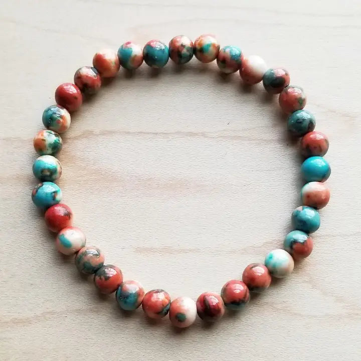 Multi-colored Turquoise Stretch Beaded bracelet - Infinity Raine