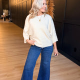 Relaxed Textured Pullover In Cream