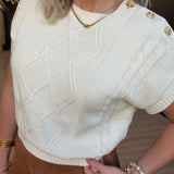 Typewriter Button Detail Sweater In Ivory