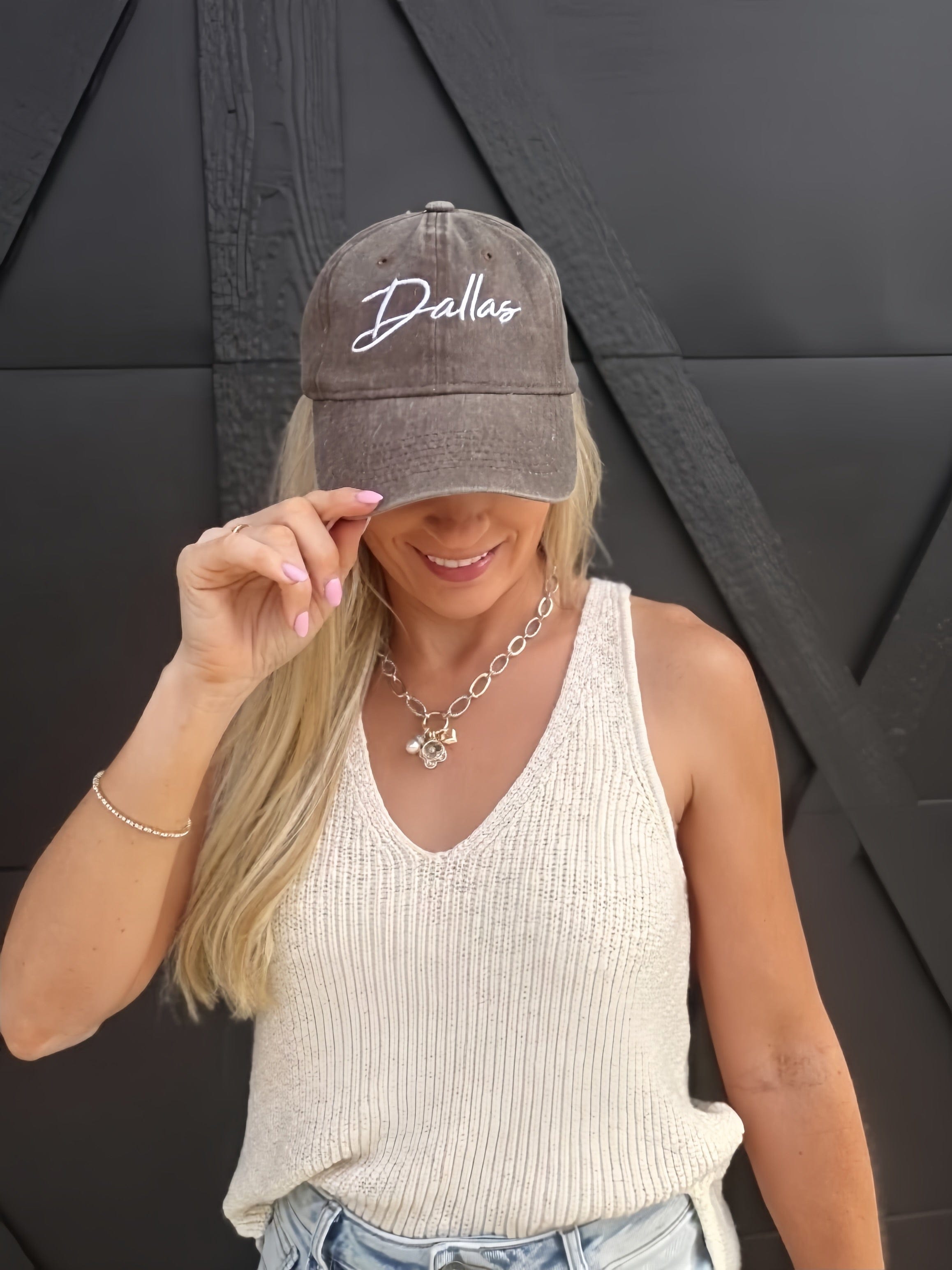 Dallas Vintage Wash Baseball Cap in Brown - Infinity Raine