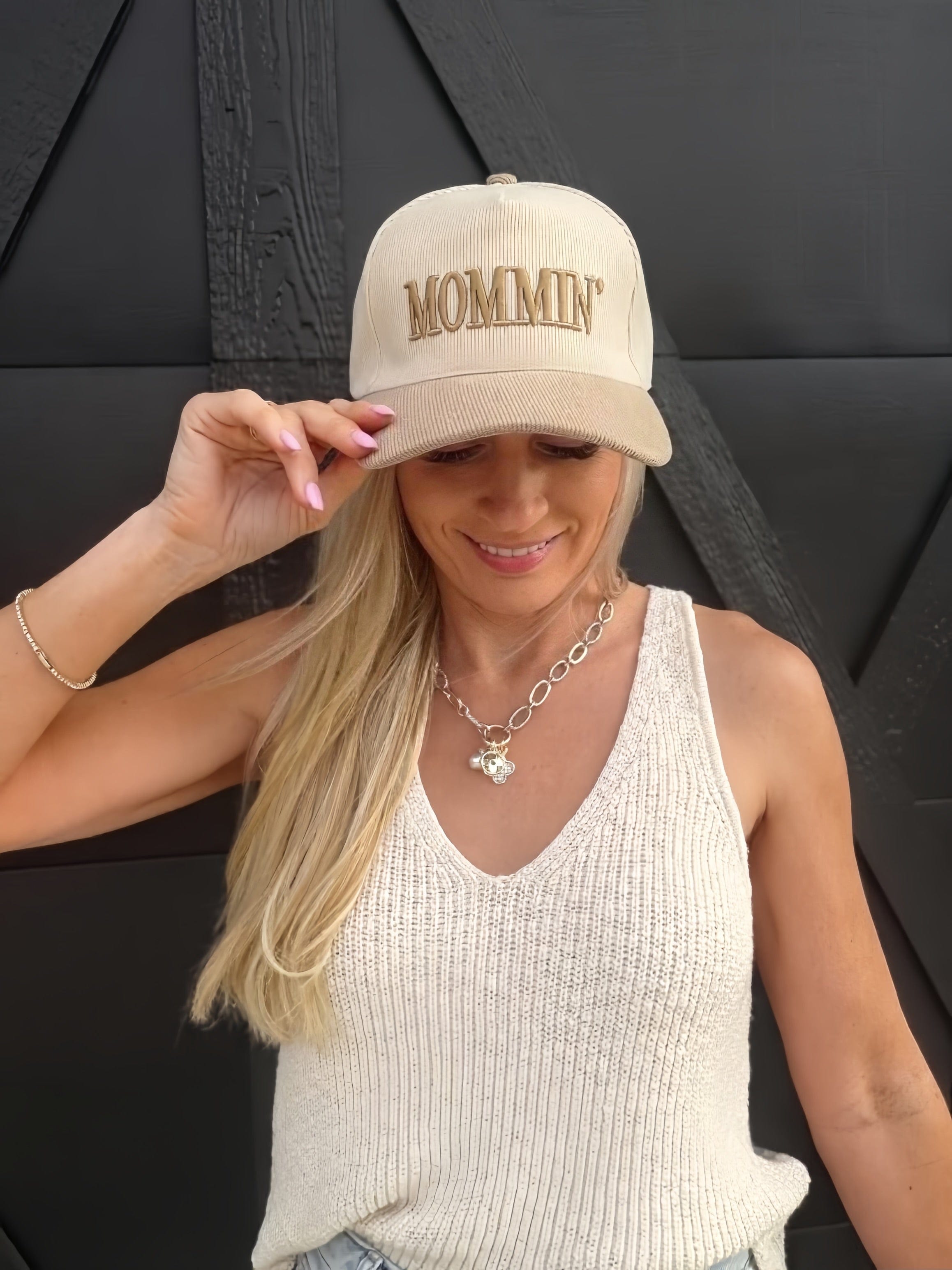 Mommin Two Tone Corduroy Cap in Ash Mocha - Infinity Raine