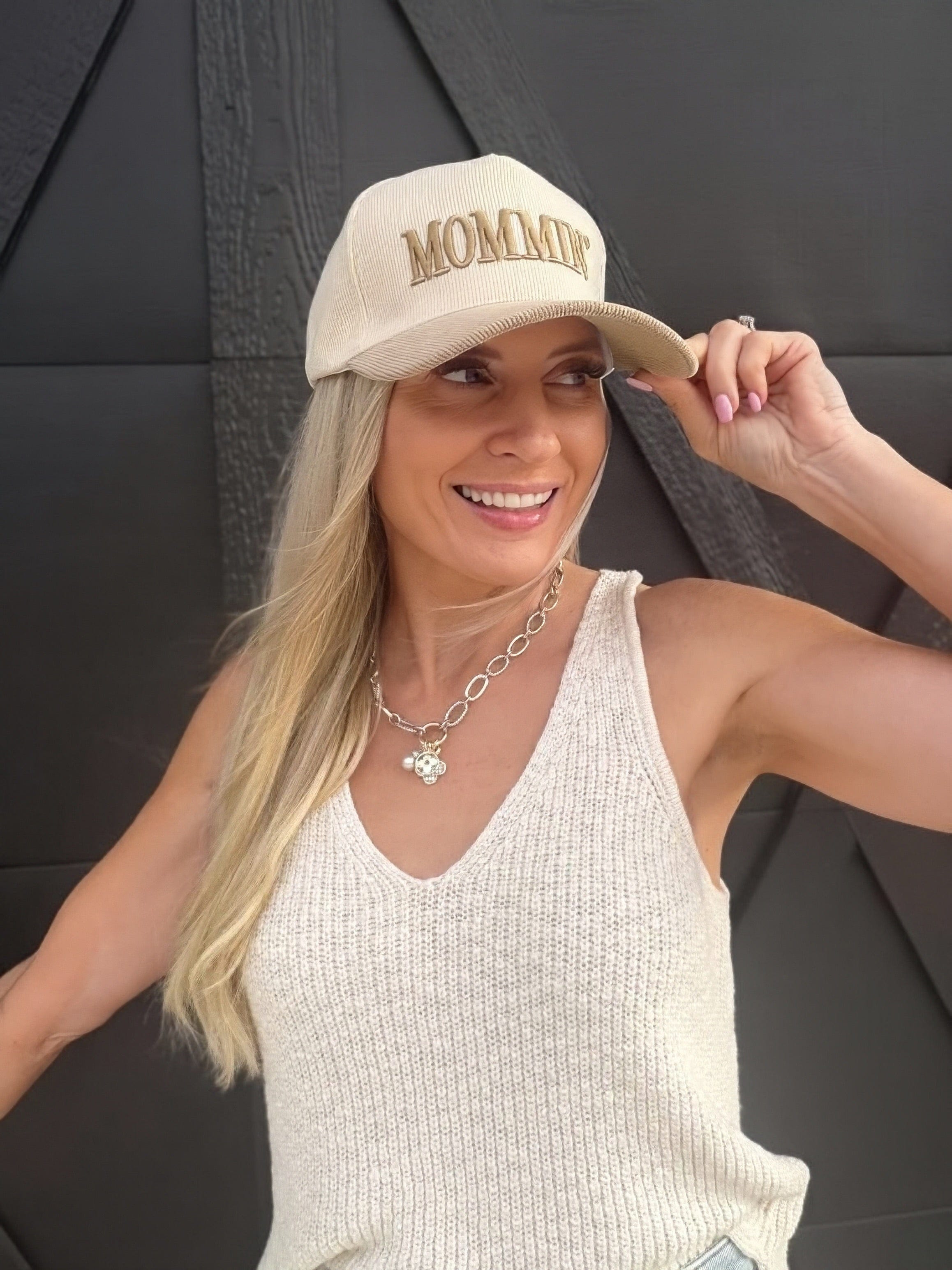 Mommin Two Tone Corduroy Cap in Ash Mocha - Infinity Raine