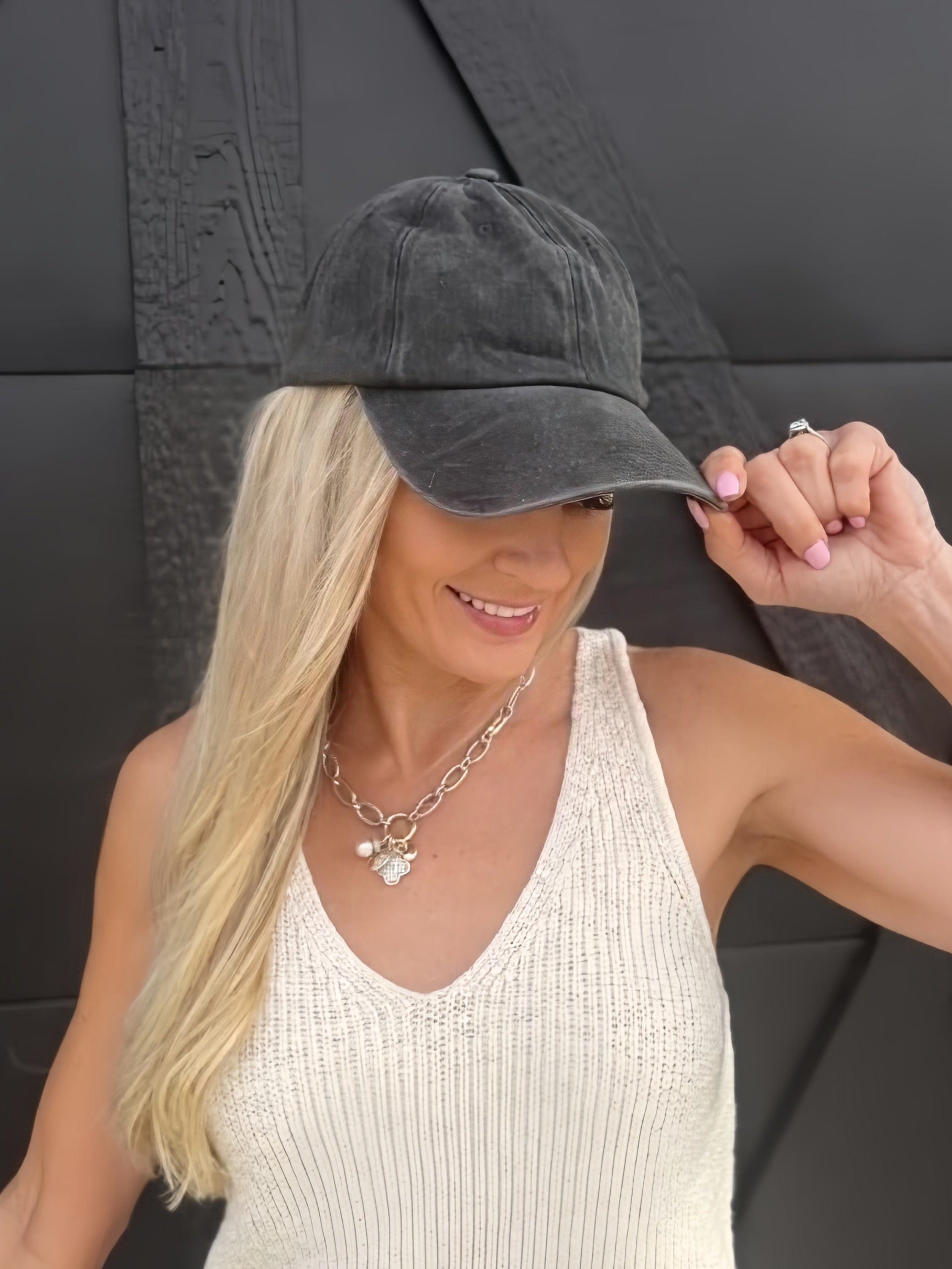 Vintage Wash Baseball Cap in Black - Infinity Raine