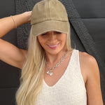 Vintage Wash Baseball Cap in Mocha - Infinity Raine