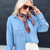 Button Down Notched Collar Shirt In Denim