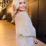 Relaxed Textured Pullover In Taupe