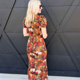 Twist Front Floral Midi Dress