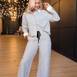 Ivory Hall Stripe Pants In Navy White