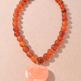 Marbled Bead Pendant Necklace In Rose - Infinity Raine
