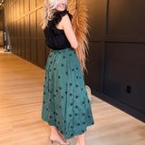 Centerpiece Polka Dot Midi Skirt In Teal Green