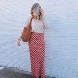 The Hostess Plaid Midi Skirt In Red