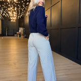 Ivory Hall Stripe Pants In Navy White