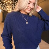 Calm Reader Pullover In Navy