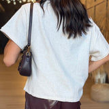Off-Shoulder Asymmetric Short Sleeve Boxy Pullover In Cream