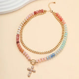Multi Layer Pendant Resin Beaded Cross Necklace - Infinity Raine