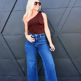 Eve Tie Neck Sleeveless Knit Top In Espresso