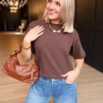 Relaxed Crop Tee In Coffee Bean - Infinity Raine