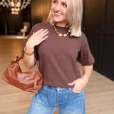 Relaxed Crop Tee In Coffee Bean - Infinity Raine